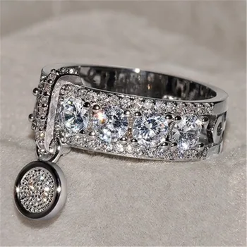 Luxo Anéis de Cristal para as Mulheres Criativas Zircão Anel de Casamento Jóias