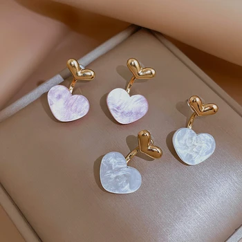 Acrílico Doce Coração de Amor Dangle Brincos Para Mulheres Românticas Simples Coração de Ouro Brinco de 2022 coreano Moda Menina Estudante jóias