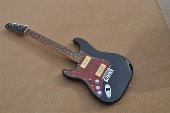 China violão de fábrica personalizada Novo preto azul claro mão esquerda ST guitarra elétrica real fotos em stock 331