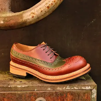 Pré-venda Sipriks Artesanal de Calçados Goodyear Homens Mulheres Couro Genuíno Completa Brogure Derby Par de Sapatos de Business Casual Novo