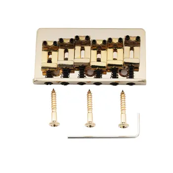 Musiclily Pro 54mm Hardtail de Aço Ponte Fixa Vintage Dobrado Selas para Importar Strat Tele Estilo de Guitarra Elétrica, Ouro