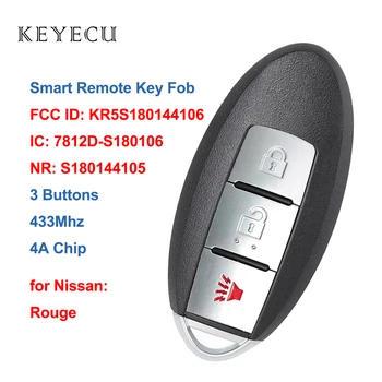 Keyecu S180144105 Remoto Inteligente Fob Chave 3 Botões de 433.92 MHz 4A Chip para Nissan Rouge 2014 2015 2016 2017 KR5S180144106