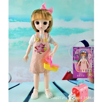 30cm BJD Boneca Móveis Articulados Princesa Bonecas Brinquedos para Meninas, Brinquedos 3D Olhos Grandes, Rosto Bonito de Maquiagem de Bonecas com Roupas de Conjuntos Completos de Boneca B