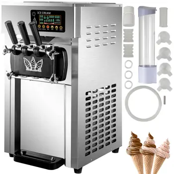 A168 Comercial de sorvete Soft Machine 3 Sabores 16-18 L/H de sorvete Soft Servir Maker 60HZ Painel de Lcd a Um clique de Limpeza