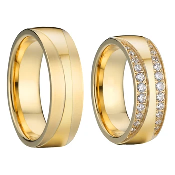 Aliança masculina casal anel para ela e para ele fosco cor do ouro jóia das senhoras casamento casamento conjunto de anéis para homens e mulheres