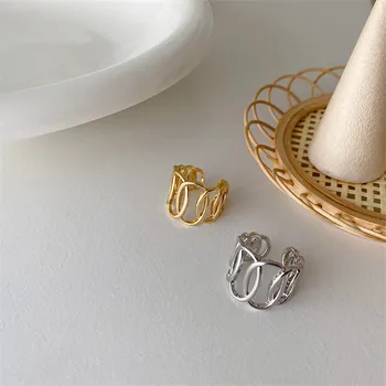 Círculo Torcida Anéis Ajustáveis para as Mulheres da Cor do Ouro do Punho Aberto Anel de Dedo de Moda coreano Minimalista Jóias anillos mujer