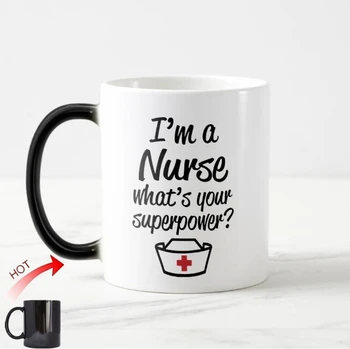 Engraçado Enfermeira Canecas de Café de Leite de Copo eu sou Uma Enfermeira Qual é o Seu super-poder Mágico Canecas Copos de Chá Criativas de Presentes legais para a Enfermeira Apresenta