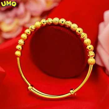Oferta especial do Vietnã Shajin Boutique Mulheres de Transferência de Esferas Push-Pull Pulseira de Espessamento de Ouro Sólidas do Coração do Grânulo, Bracelete