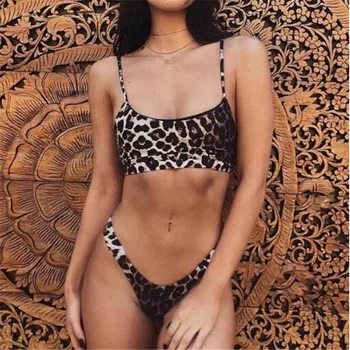 Bikini Swimwear Das Mulheres Leopard Biquínis Sexy Feminino Natação Terno Push-Up Maiô Feminino Beachwear Conjunto De Roupa De Banho Das Mulheres