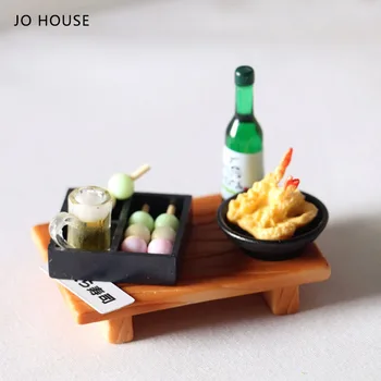 JO CASA de Sushi Japonês Bolas de Peixe Tempura Caixa de Bento 1:12 1:6 Casa de bonecas Minatures Modelo de Acessórios de Casa de bonecas