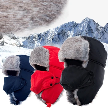 Homens Mulheres Inverno Caçador De Aviador Trooper Earflap Quente Russo De Esqui Chapéu De Pele De Bombardeiro De Esqui Showerproof