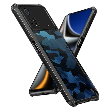 Rzants Para Xiaomi POCO Pro X4 Poco M4 Pro 4G Metade Caso Claro [Camuflagem Militar Bull] Fina Forte Proteção de Telefone da Carcaça