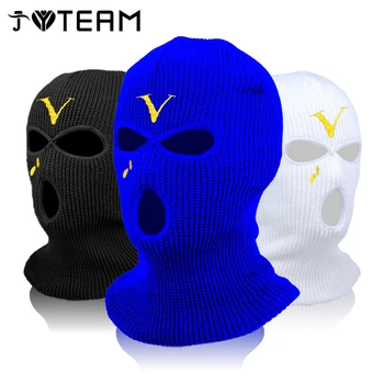 3-Furo de Malha facial para Cobrir Máscara de Esqui de Inverno Capuz de Malha Quente Máscara facial à prova de Vento e Respirável para Esportes ao ar livre