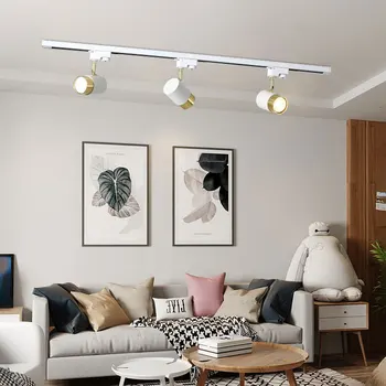 Moderno trilha do diodo emissor de luz GU10 holofotes preto branco lâmpada de teto sala de estar de plano de Fundo paredes barra de equipamento de iluminação com trilho