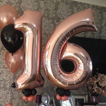 40inch Rosa de Ouro Número da Folha de Balões de Hélio, Balões 1 2 3 4 5 6 7 8 9 Anos de Idade, Festa de Aniversário, Decorações de Crianças para Adultos Globos