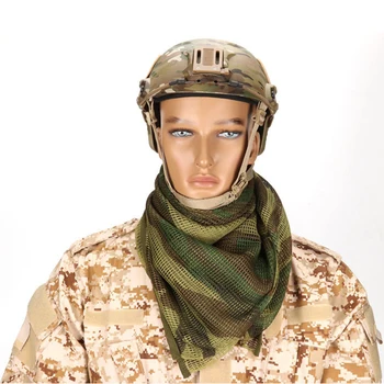 Camo Tático do Exército de Malha Homens 190*90 cm Acampamento Militar Net Pescoço Tecido de Camuflagem Véu quebra Cabeça Cara Lenço de Roupa Cabeça