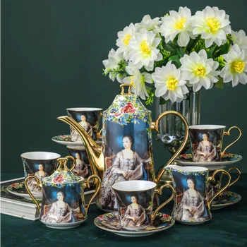Chávena de café European Small Luxury Retro Conjunto de porcelana de Alta qualidade Requintado Porcelana Flor da Copa da Tarde inglês Xícara de Chá