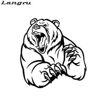 Langru 16*de 16,9 CM Engraçado Urso pardo Irritado Etiqueta do Carro Decoração em Vinil de Moto Acessórios Carro Jdm