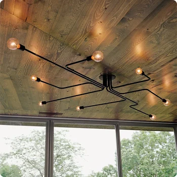 Retro loft industrial Nórdico de tubos de ferro Forjado da luz de teto do brilho das lâmpadas para a decoração home restaurante jantar café-bar quarto