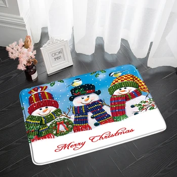 Feliz Natal Cozinha Tapete de casa de Banho Boneco de neve Pássaro de Natal de Casa, Quarto de Ano Novo Decoração de Não-deslizamento em Carpete, Tapetes de Entrada Capacho Pé Tapete de Carpete