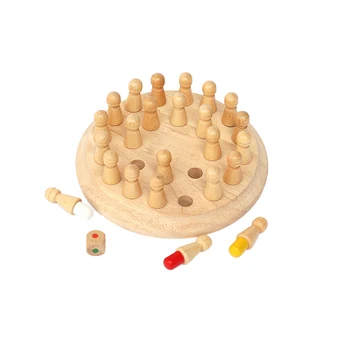 Clássico Em Madeira Cor De Memória De Xadrez, Quebra-Cabeça Jogo De Inteligência Crianças Brinquedo De Presente