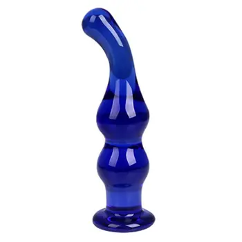 Azul, Vidro de Cristal de Contas Anais Plug anal G-Spot Estimulação Dildos Massagem Anal Brinquedo do Sexo para homens mulheres Casais