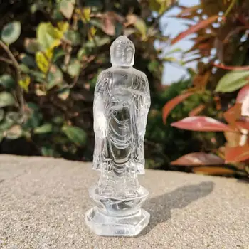 Natural, claro cristal de quartzo Buda esculpida de cristal transparente estátua de Buda