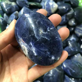 Azul Sodalite Palma Pedras Natura Quartzo Polido Cristal De Cura Massagem De Pedras Preciosas De Reiki Decoração De Gemas