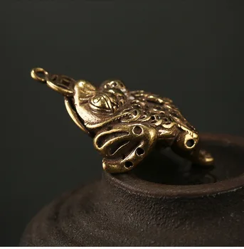 Bronze antigo de Idade de Bronze de Três pernas de Ouro sapo DIY Chaveiro anel Pingente de ornamento em Miniatura m073