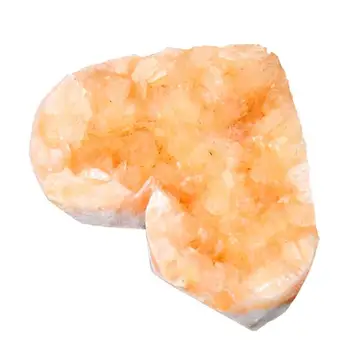 Amarelo Cristal Cluster Forma De Coração Colecionáveis Natural Citrino Pedra Preciosa Amarela Coração De Pedra De Cristal Decoração De Casa De Pedra Preciosa
