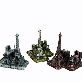 Criativo De Paris A Construção Do Metal Estatueta Modelo De Decoração De Casa De Acessórios De Notre Dame, Arco Do Triunfo, Torre De Igreja Pódio Estátua