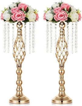 2Pcs Flor de Cristal Stand de Casamento Centros para Mesas de 21,7 in/55cm de Altura Elegante Metal Arranjo de Flores de pé, de Mesa em Mim