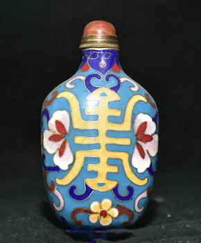 Raro Antigo Chinês De Cobre Cloisonne Dinastia Palácio Flor Snuff Bottle