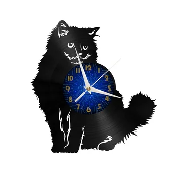 Amante do gato Decoração de Vinil Relógio de Parede, Vinil Relógio de Parede Arte em Silêncio e de Não-ticking