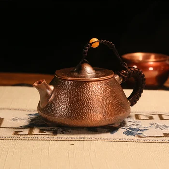 Pequenas Cobre Bule de chá feito a mão Estilo Retro Mini Identificador Pote de Kung Fu Conjunto de Chá em 250ML de Cobre Vermelho Chaleira a Ferver Chinês Infusor de Chá de