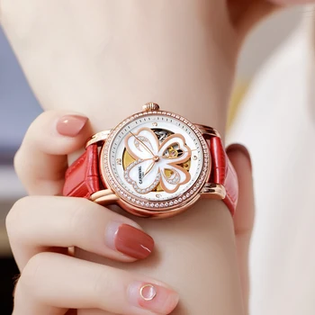 O CARNAVAL de 2022, a Nova Moda Casual para Mulheres de Relógios de Luxo, Rosa de Ouro, do Diamante Caso das Mulheres Relógio Mecânico Impermeável Pulseira de Couro