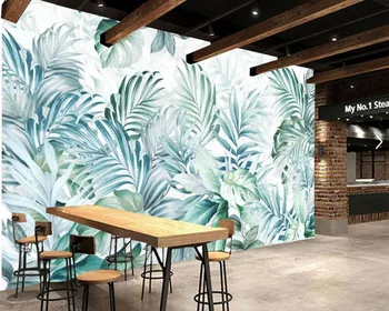 Papel de parede personalizado de plantas tropicais, em camadas de folhas de papel de parede mural,sala de tv de parede quarto decoração de casa