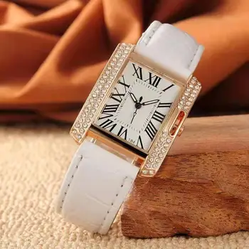 SHSHD Moda casual cinto de senhoras relógio da praça do cristal de quartzo relógio de Estilo de restaurar a antiga Feminino Relógio zegarek damski