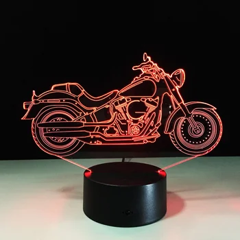 Ilusão de Luz da Lâmpada de 3D Noite de Moto Moto Lâmpadas Led Tabela Lightstouch Motocross Quarto de Meninos Mudar o Holograma de Mudança