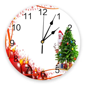 Decoração De Natal-Presente De Papai Noel Sala De Estar, Relógio De Parede Redondo Relógios De Decoração De Casa, Quarto, Cozinha, Decoração, Relógios De Parede