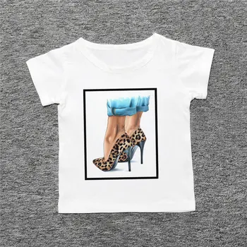 Nova Diversão de Verão estampa de Leopardo Menina T-shirt Harajuku coreano de Design Sexy de Impressão Menino Superior Gola de Moda Casual Camisa de Crianças