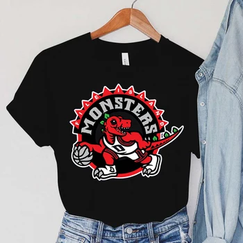 Monstro Joga Basquete T-shirts Doce Adorável Impressão Tees Camiseta Cartoon Feminino Roupas Tops Senhoras Moda Vintage T-Shirt