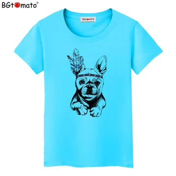 BGtomato nova Marca cão adorável t-shirts lindas mulheres de manga curta, camisas casuais Boa qualidade de mulheres tops legal tees barato venda