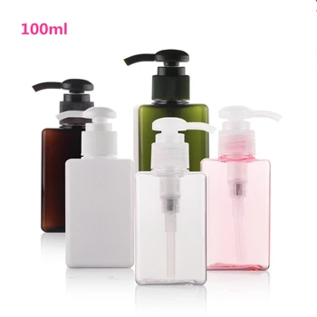 100ml frasco de plástico,Quadrado reutilizável frasco de shampoo 3.5 oz plástico frasco de shampoo cor-de-rosa/branco/transparente/azul/âmbar gel de banho garrafa