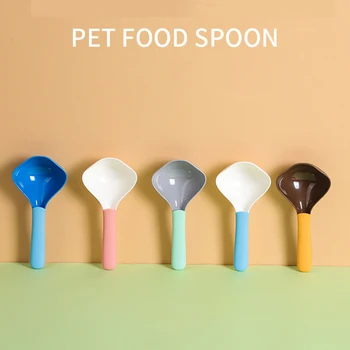 Novo animal de Estimação de 5 Cores Multifuncional Alimentos para animais de Estimação Colher de Plástico Azul Adequado para Cão Pequeno e Portátil Gato de Alimentação Colher de Cão Tigela