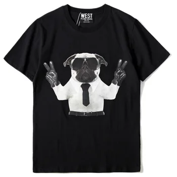 Alta 2020 Punk Novos Homens da Moda de T-Shirts óculos de sol cão T-Shirt de Hip-Hop Skate de Rua do Algodão do T-Shirts Tee Top #J33