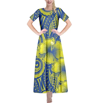 Polinésia Imprimir Tecidos Casual Senhora do Vintage Fashion Simples Mujer Faldas do Assoalho-Comprimento Saia Personalizada DIY de Impressão sob Demanda