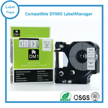 10 EMB/monte DYMO D1 12mm etiqueta de fita DYMO preto sobre branco fita cartucho de fita dymo 45013 para impressora dymo