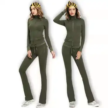 2021 a Primavera E o Outono Casual Terno das Mulheres da Moda Slim Sportswear Camisola Queimado Calças de Duas peças de Roupas femininas