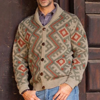 Outono e inverno dos homens novos Polo slim jacquard camisola de manga longa engrossado cardigan suéter casaco sy0099